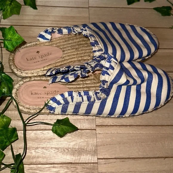 Kate spade espadrilles- flats  nautical beach worn but okay shape Vacation time! - Picture 3 of 8